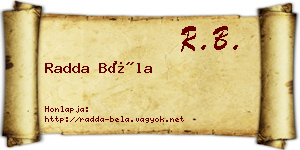 Radda Béla névjegykártya